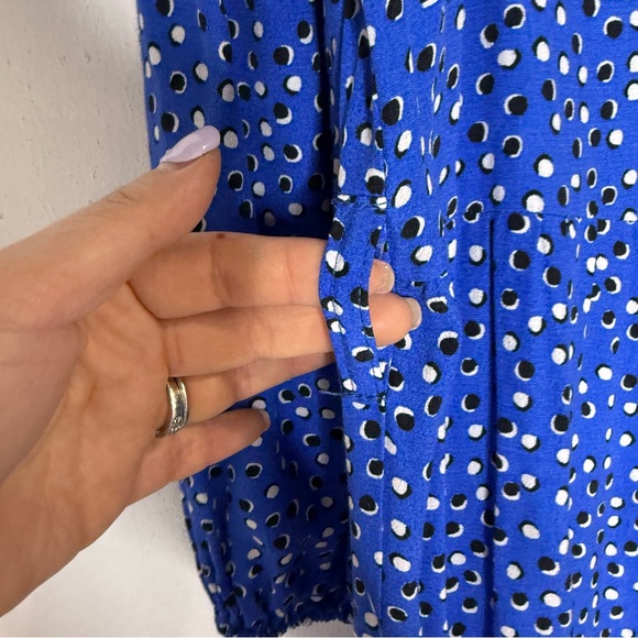 Zara Ruffle Long Sleeve Polka Dot Tiered A-Line Midi Dress Size M Bohemian Blue - Picture 11 of 15